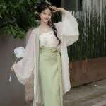 Song Dynasty Hanfu Ladies Autumn Green Dress