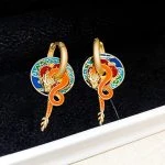 Women Earrings Golden Dragon Personalised Ear Buckles