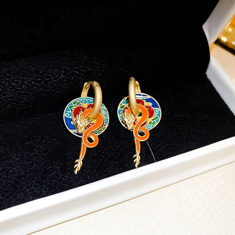 Women Earrings Golden Dragon Personalised Ear Buckles