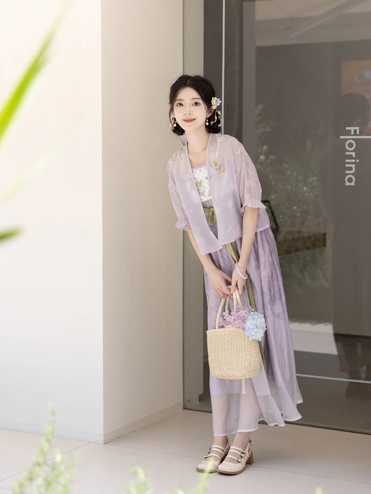 Women Fashion Hanfu Summer Long Skirt Han Element Shirt