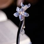 Women Wooden Hairpin Transparent Flower Hanfu Vintage Fairy Accessories