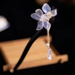 Women Wooden Hairpin Transparent Flower Hanfu Vintage Fairy Accessories