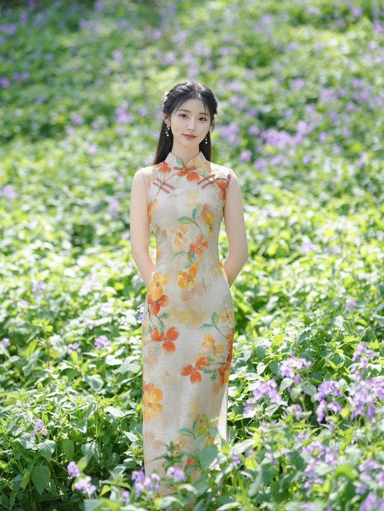 Fashion Ladies Cheongsam Sleeveless Summer Dresses