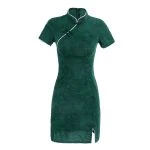 Fashion Short Cheongsam Green Slim Summer Dresses