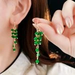 Grape Ear Hooks Simple Tassel Earrings Fashion Green