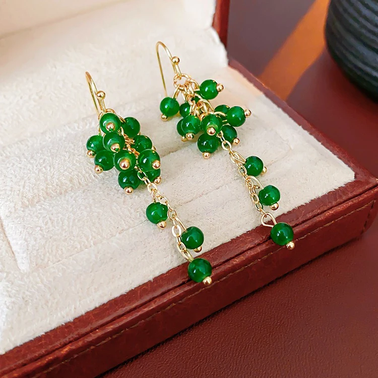 Grape Ear Hooks Simple Tassel Earrings Fashion Green