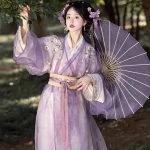 Han Dynasty Women Zhiju Purple Hanfu Improved Long Shirt