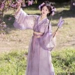 Han Dynasty Women Zhiju Purple Hanfu Improved Long Shirt