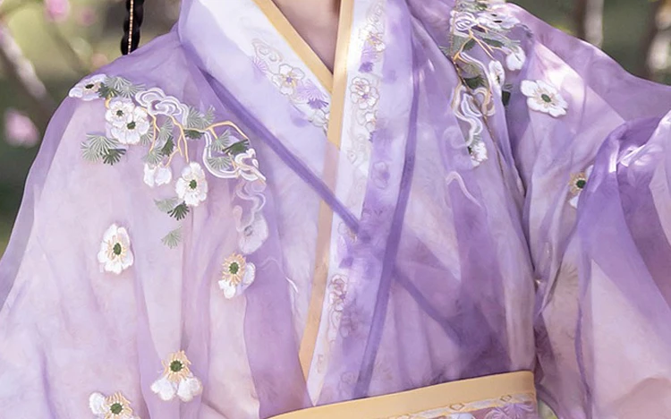 Han Dynasty Women Zhiju Purple Hanfu Improved Long Shirt