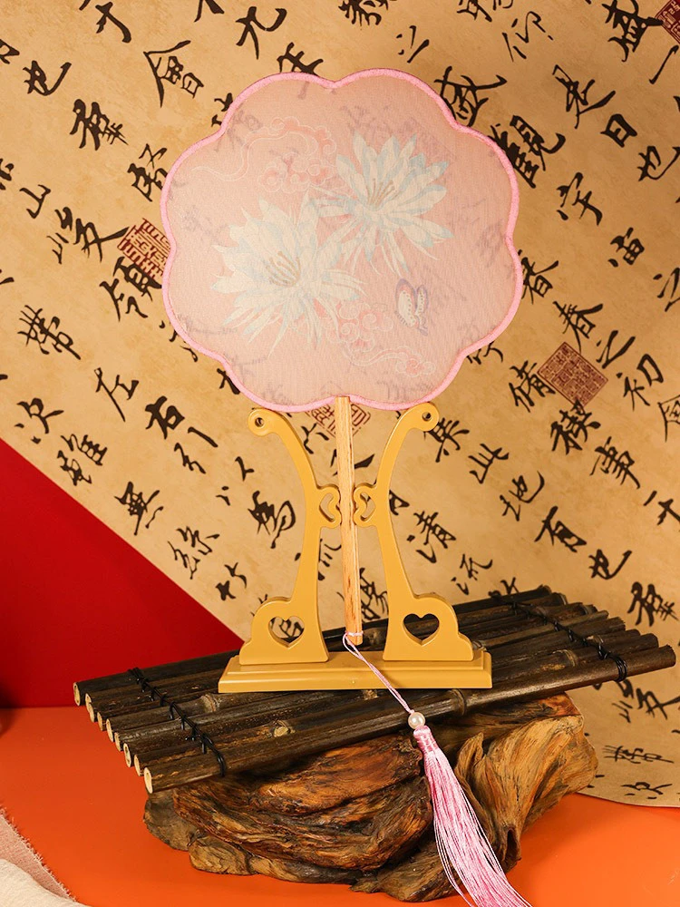 Hanfu Fan Classical Summer Tuanshan Blip Pink Round Fan