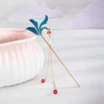 Hanfu Simple Hairpin Blue Headdress Tassel Ancient Style Accessories