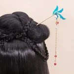 Hanfu Simple Hairpin Blue Headdress Tassel Ancient Style Accessories