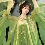 Qixiong Shanqun Women's Green Hanfu Fairy Fluttering Gorgeous Embroidery