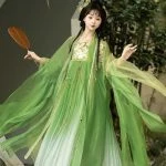 Qixiong Shanqun Women's Green Hanfu Fairy Fluttering Gorgeous Embroidery