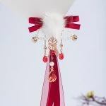 Red Hairball Hairclips Ribbon Tassel Plush Hanfu Cute Headdresses