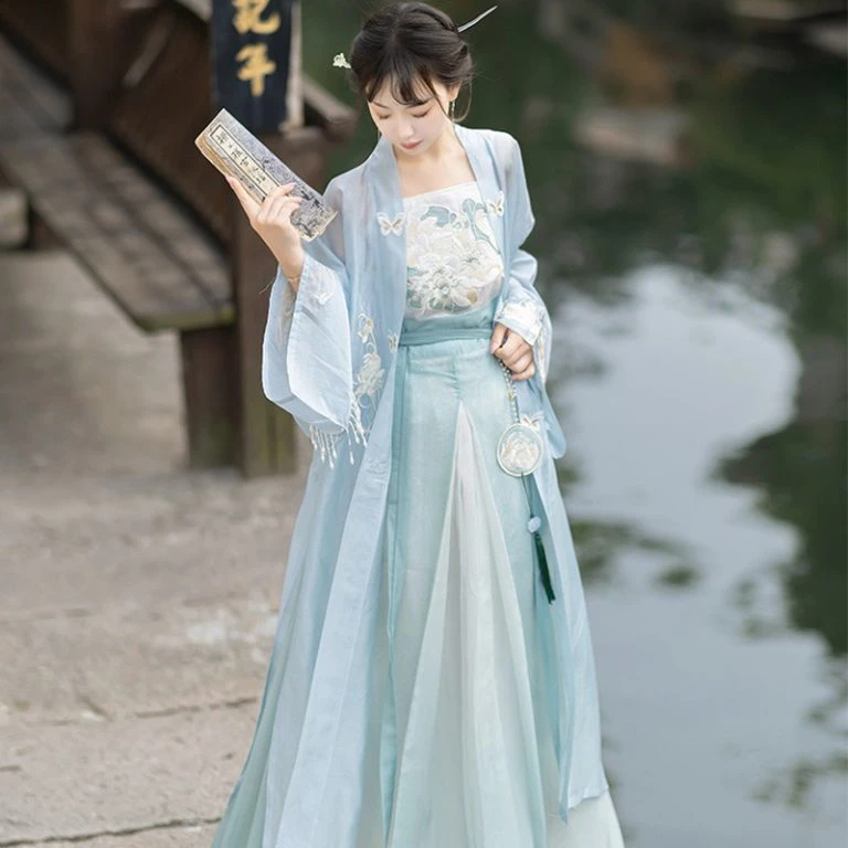 Blue Hanfu Navy Chinese Dress for Daily Wear - Newhanfu