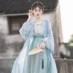 Song Dynasty Hanfu Blue Ladies Summer Dress