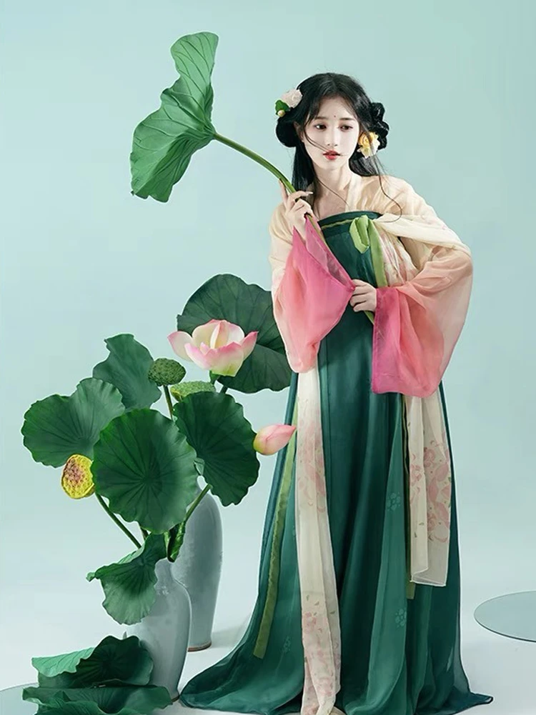 Tang Dynasty Hanfu Qixiong Shanqun Summer Lotus Long Skirt