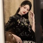 Autumn Long Sleeve High-end Cheongsam Retro Quality Fishtail Skirt