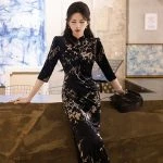 Autumn Long Sleeve High-end Cheongsam Retro Quality Fishtail Skirt