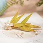 Bamboo Leaf Hair Clip Handmade Vintage Cheongsam Accessories Ancient Style Hanfu Headwear