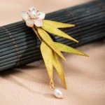 Bamboo Leaf Hair Clip Handmade Vintage Cheongsam Accessories Ancient Style Hanfu Headwear