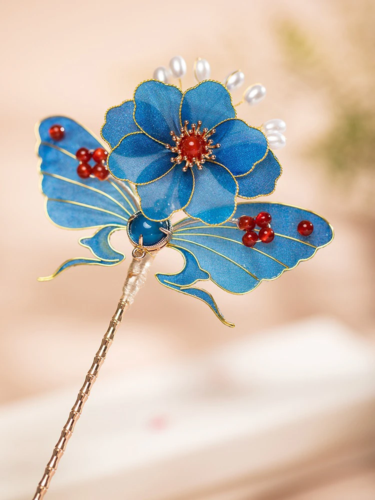 Chinese Hairpin Handmade Silk Yarn Cheongsam Hanfu Accessories