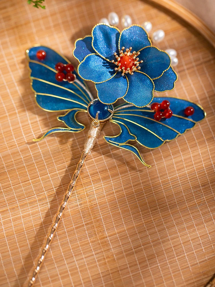 Chinese Hairpin Handmade Silk Yarn Cheongsam Hanfu Accessories