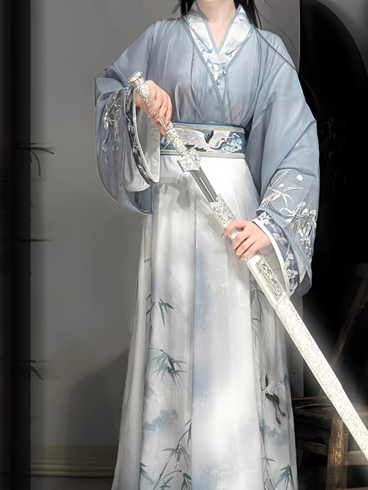 Martial Arts Women Hanfu Jiaoling Ruqun Wei Jin Style