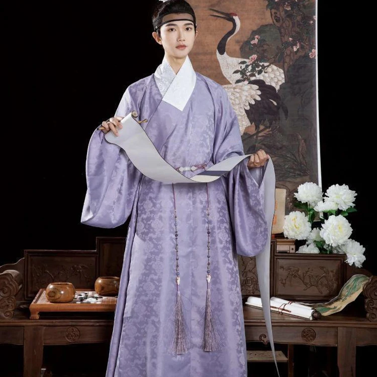 Men's Ming Dynasty Daopao Purple Hanfu Vintage Style