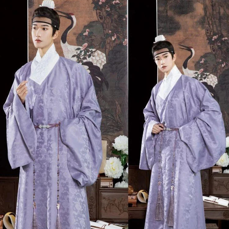 Men's Ming Dynasty Daopao Purple Hanfu Vintage Style