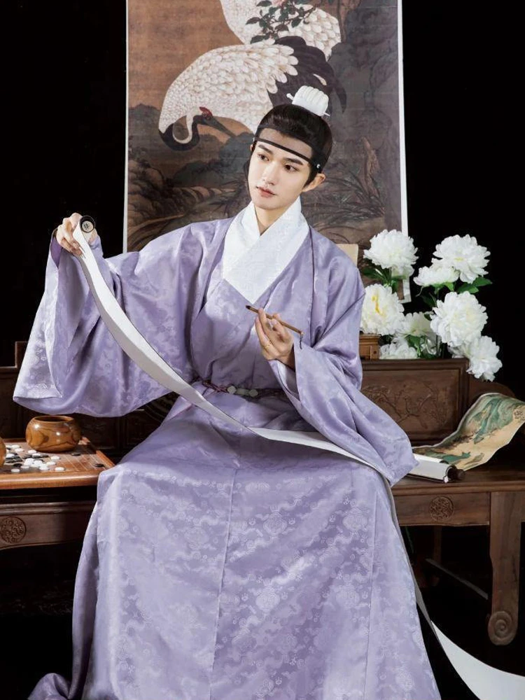 Men's Ming Dynasty Daopao Purple Hanfu Vintage Style