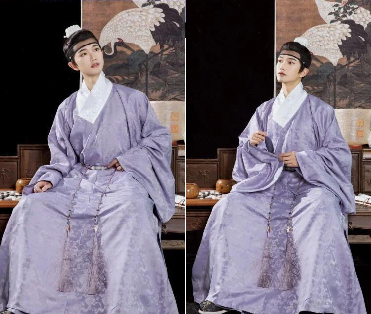 Men's Ming Dynasty Daopao Purple Hanfu Vintage Style