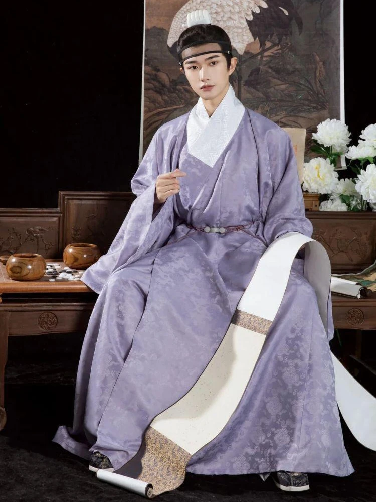 Men's Ming Dynasty Daopao Purple Hanfu Vintage Style