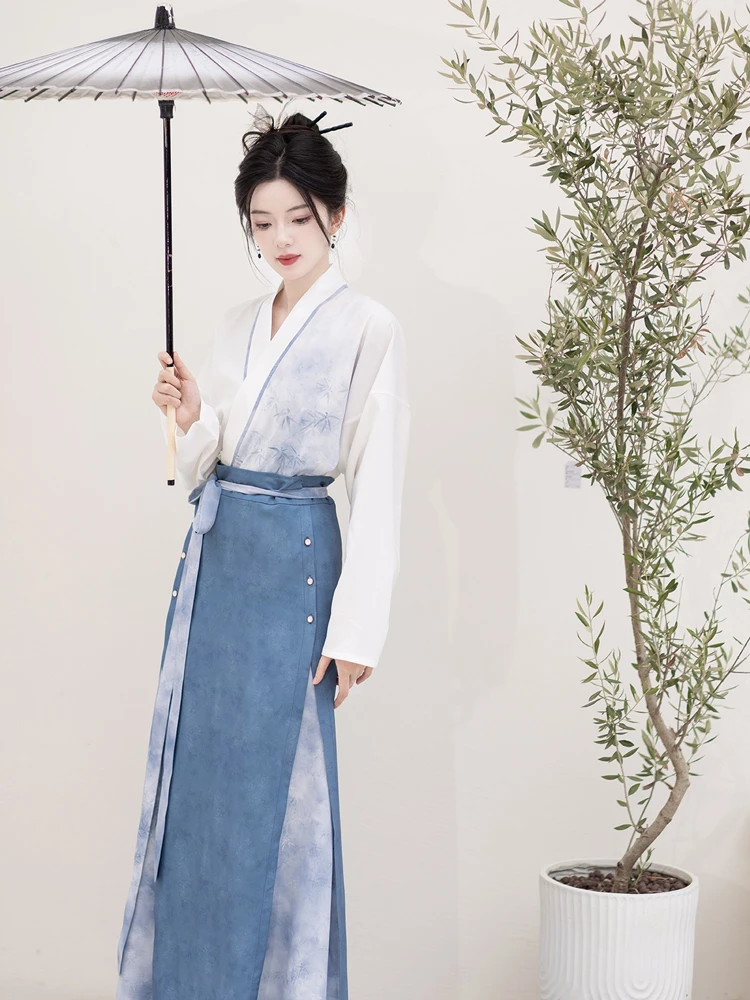 Song Dynasty Ladies Hanfu Autumn Blue Casual Style