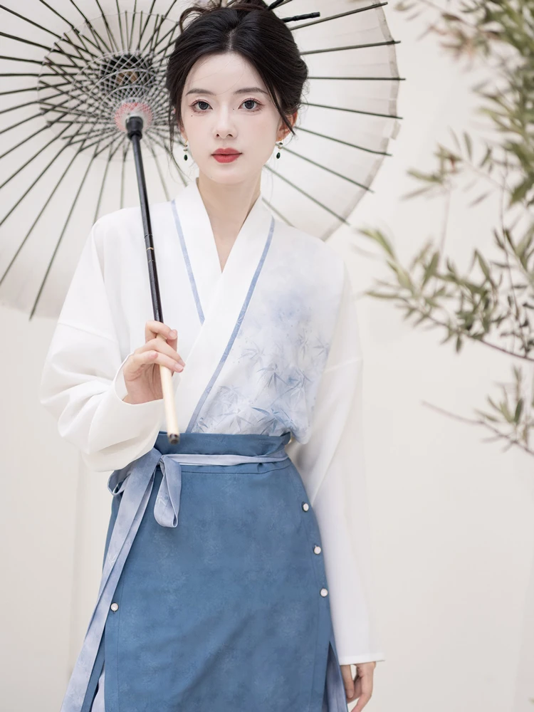 Song Dynasty Ladies Hanfu Autumn Blue Casual Style