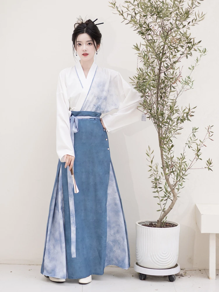 Song Dynasty Ladies Hanfu Autumn Blue Casual Style