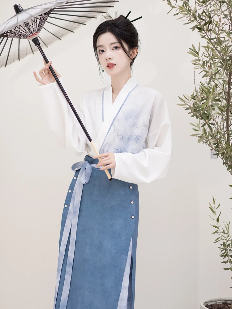 Song Dynasty Ladies Hanfu Autumn Blue Casual Style