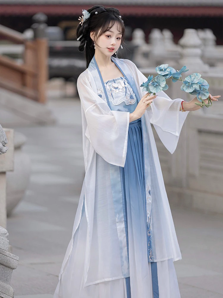 Song Qiyao Hanfu Lotus Blue Collection Women Summer Skirt