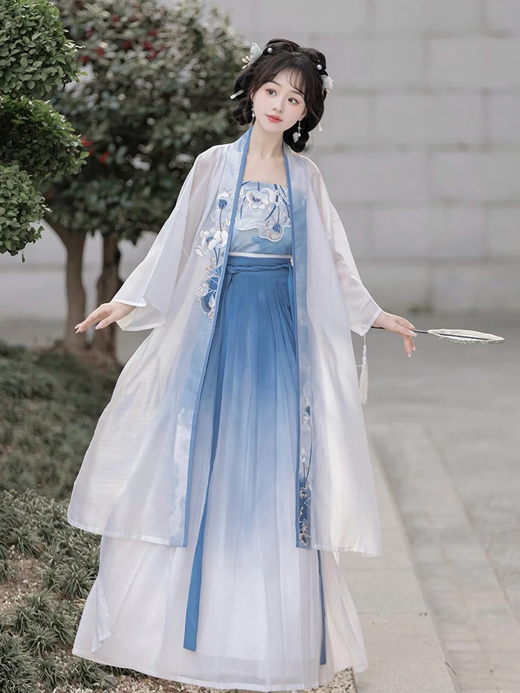 Song Qiyao Hanfu Lotus Blue Collection Women Summer Skirt