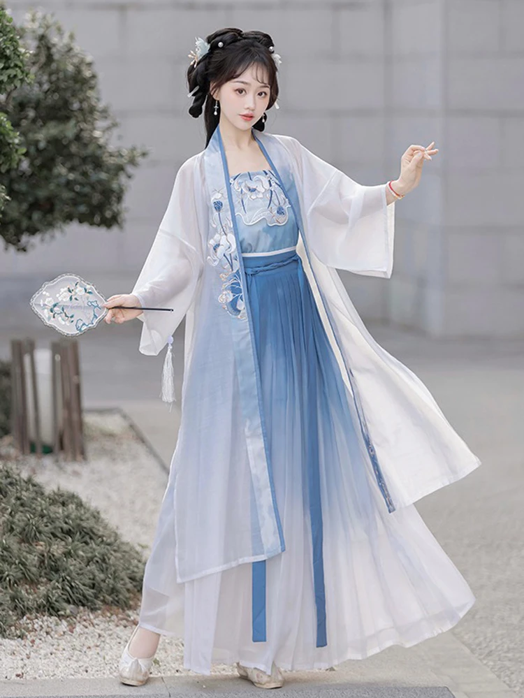 Song Qiyao Hanfu Lotus Blue Collection Women Summer Skirt