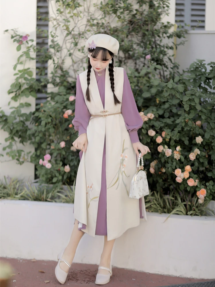 Women Han Fashion Dress Hanfu Standing Collar Shirt Bijia Autumn Season