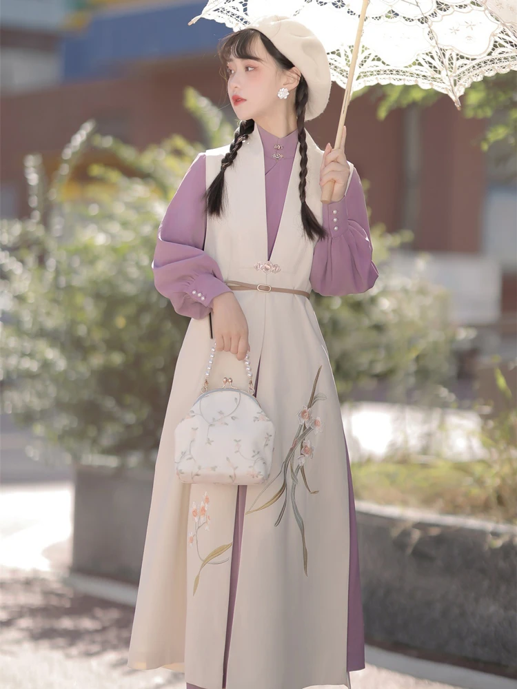 Women Han Fashion Dress Hanfu Standing Collar Shirt Bijia Autumn Season