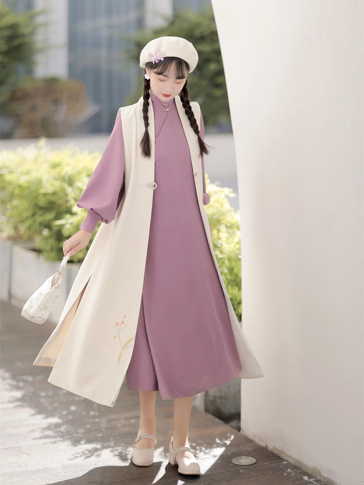 Women Han Fashion Dress Hanfu Standing Collar Shirt Bijia Autumn Season