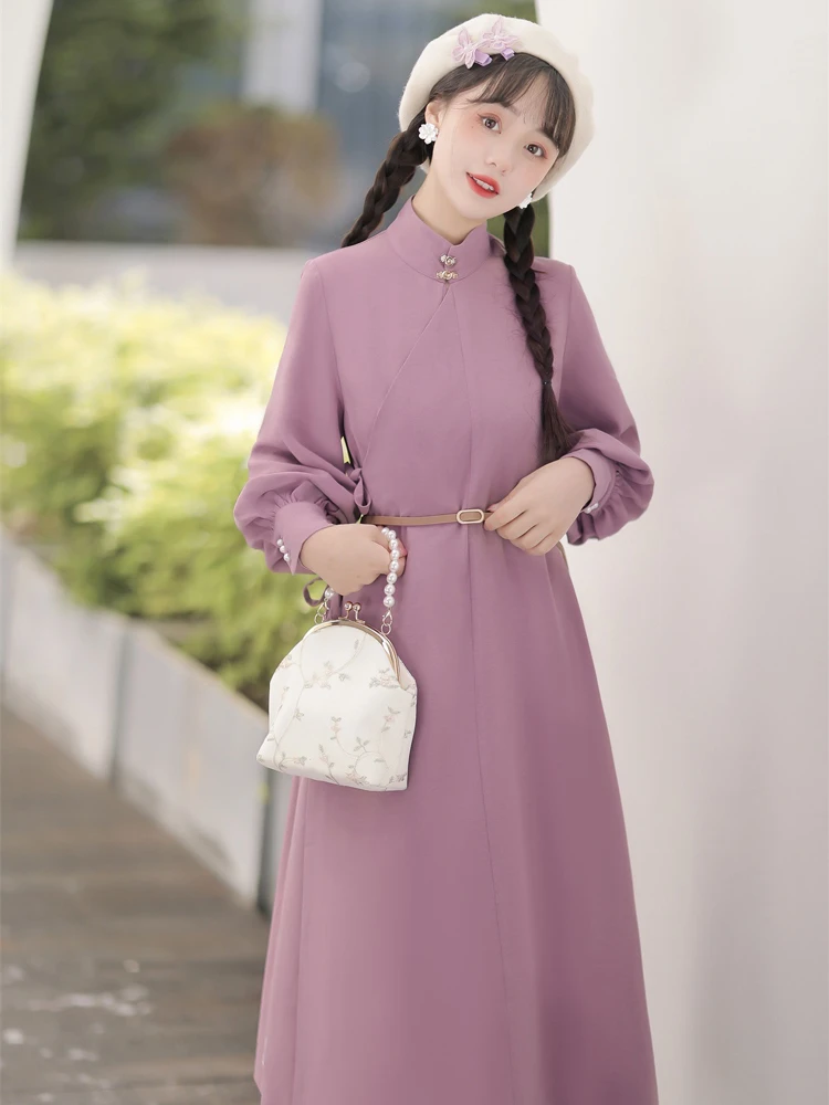 Women Han Fashion Dress Hanfu Standing Collar Shirt Bijia Autumn Season