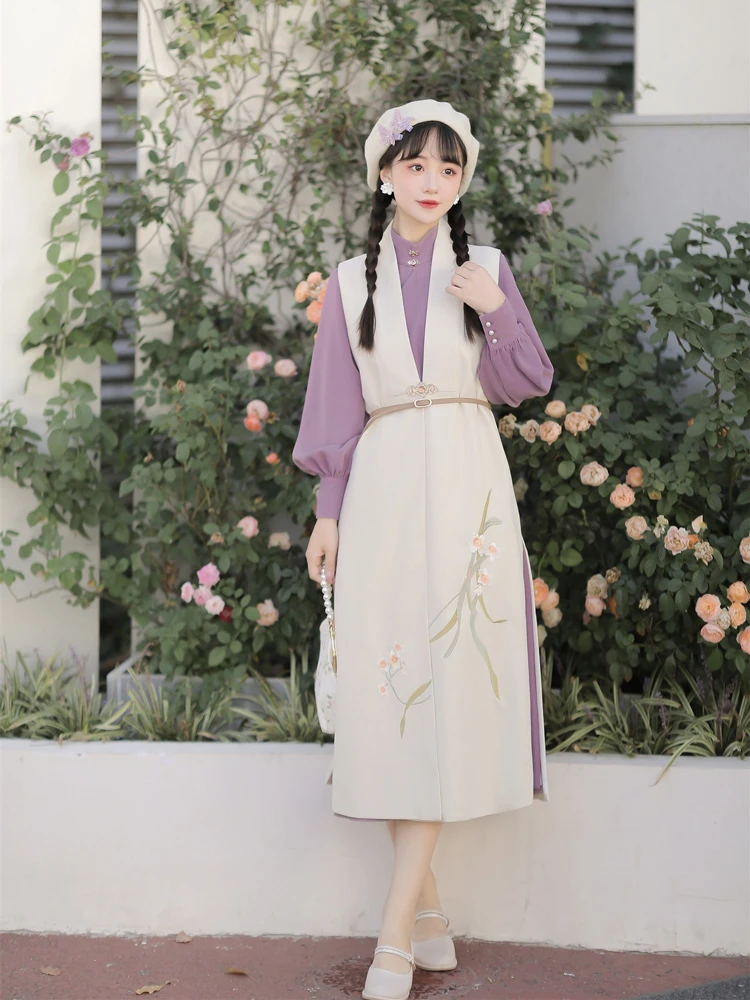 Women Han Fashion Dress Hanfu Standing Collar Shirt Bijia Autumn Season