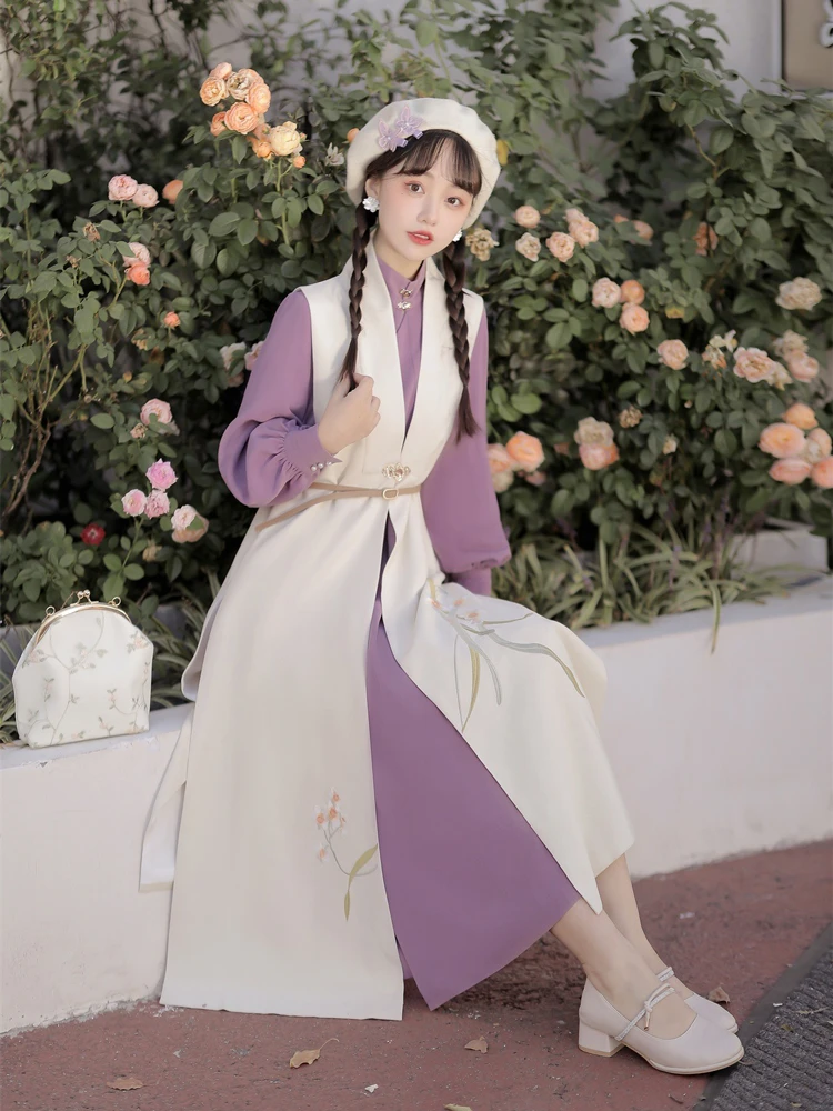 Women Han Fashion Dress Hanfu Standing Collar Shirt Bijia Autumn Season