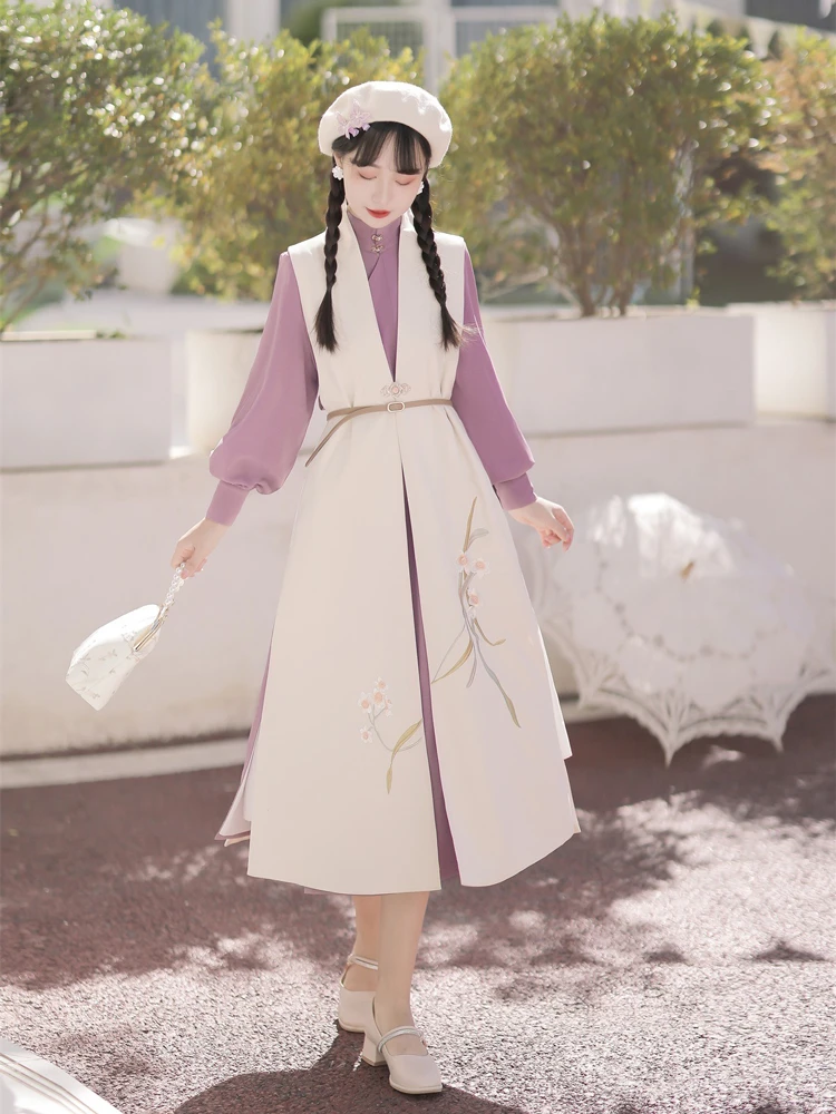 Women Han Fashion Dress Hanfu Standing Collar Shirt Bijia Autumn Season