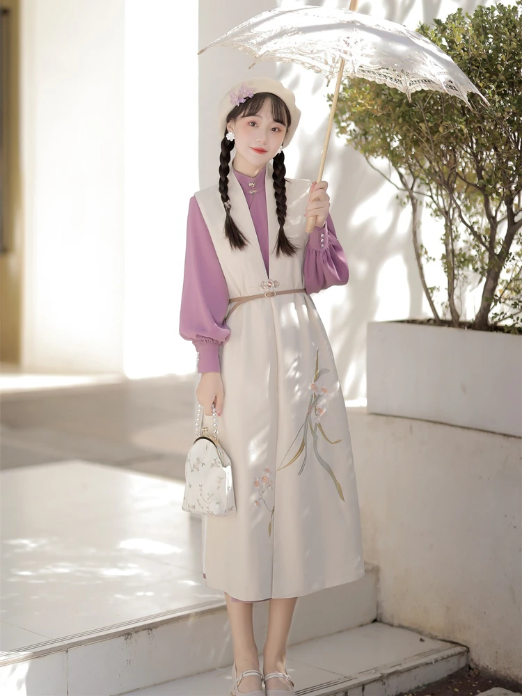 Women Han Fashion Dress Hanfu Standing Collar Shirt Bijia Autumn Season