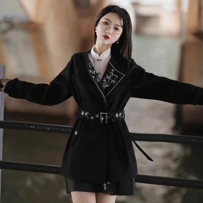 Women's Black Coat Fashion Hanfu Daily Fall Costume